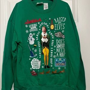 Elf Graphic crew neck Sweatshirt with button to play movie quotes